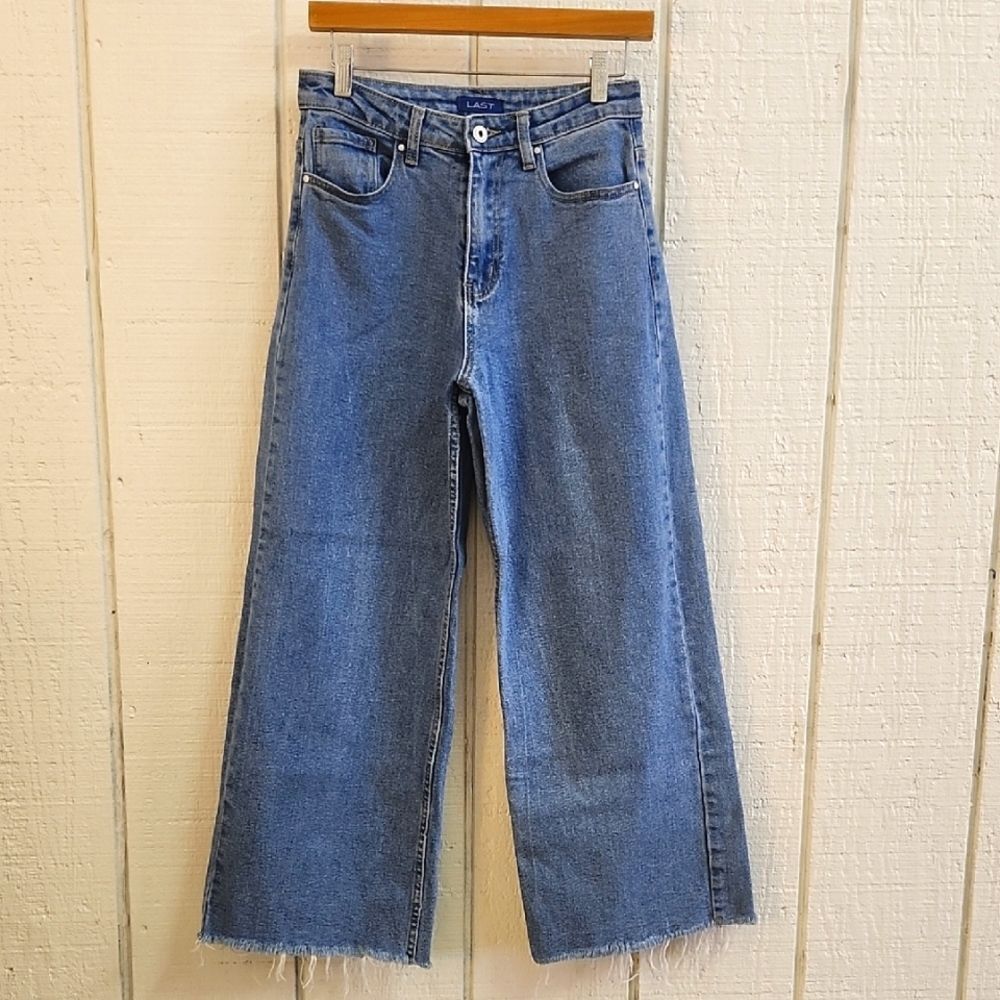 LAST Women's Wide-leg Cotton Blue Denim Jeans Capri Pants Small